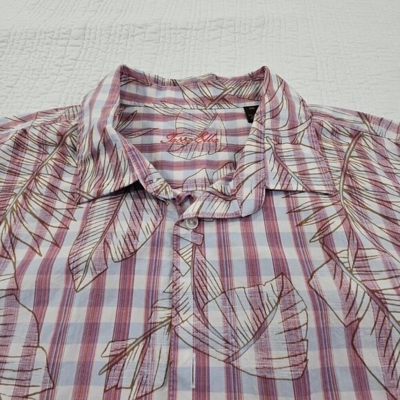 Tasso Elba Short Sleeve Shirt Men's XXL Blue Red Hawaiian Tropical Print EUC LN - Picture 6 of 16